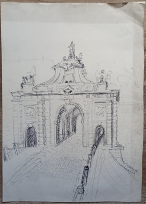 Poarta a III-a, Alba Iulia// desen in pix, nesemnat foto