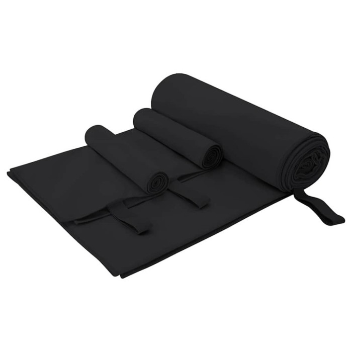 vidaXL Set de Prosoape Sport 3 pcs Negru Poliester și poliamidă 42011499