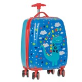 Troler pentru copii cu dinozauri, 22.8 L, 50 x 31 cm, Rosu/Albastru