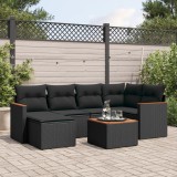 VidaXL Set canapele de grădină cu perne, 7 piese, negru, poliratan