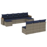 Cumpara ieftin Set canapele de gradina cu 10 piese si perne, gri, poliratan