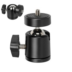 Brat cotit metalic cu cap de bila rotativ, montura 1 4 inch, suport universal pentru telefon, camere foto si accesorii video, aluminiu negru, unghi aj