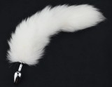 Dop Anal Small cu Coada Arctic Fox Tail, Argintiu/Alb, Guilty Toys, Glamour