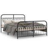 Cumpara ieftin Cadru pat metalic cu tablie de cap/picioare, negru, 150x200 cm