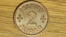Islanda - moneda de colectie rara - 2 aurar 1942 - fara semnatura si mintmark !!