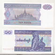 bnk bn Myanmar 10 kyats 1994 necirculata