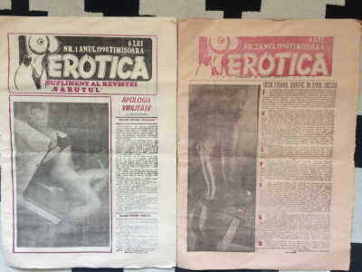 erotica ziar supilment al revistei sarutul Timisoara 2 numerul nr. 1 + nr 2 1990 foto