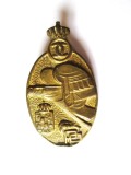 &Icirc;nsemn/insignă regalistă Pregătirea Premilitară regele Carol al II-lea din anii 30,dimensiuni:47x27 mm