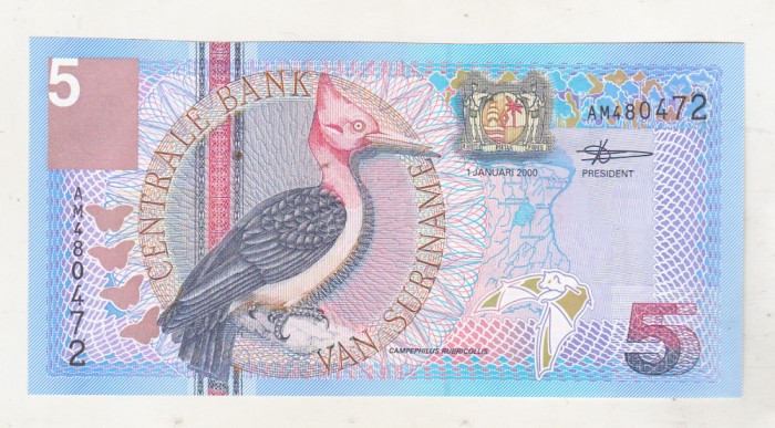 bnk bn Surinam 5 guldeni 2000 unc fauna