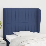 Gossi tablie de pat cu aripioare, albastru, 93x23x118/128 cm, textil