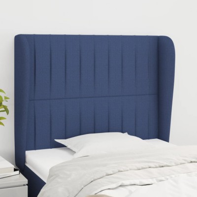 Gossi tablie de pat cu aripioare, albastru, 93x23x118/128 cm, textil foto