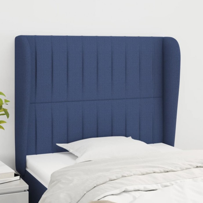 Gossi tablie de pat cu aripioare, albastru, 93x23x118/128 cm, textil