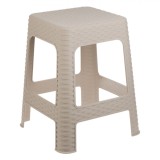 Taburet Plastic Ratan, Bej Mat, 36.5x36.5x46cm, Greutate Maximă 100kg, Oem
