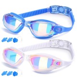 Ochelari inot COOLOO, pachet 2 bucati, anti-aburire, protectie UV, lentile HD, curea reglabila, albastru/alb