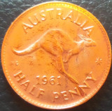 Moneda istorica HALF PENNY - AUSTRALIA, anul 1961 *cod 5308, Australia si Oceania