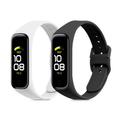 Set 2 Curele pentru Samsung Galaxy Fit 2, Kwmobile, Negru/Alb, Silicon, 53962.07 foto