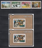 Zair 1980 - Crăciun - Picturi de Oscar Bonnevalle, Serie + Colita DT + Colita NDT, SET COMPLET, MNH, Nestampilat
