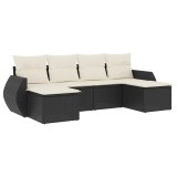 Cumpara ieftin Set mobilier de gradina cu perne, 6 piese, negru, poliratan