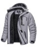 Jacheta ski barbati KEFITEVD, impermeabila, captuseala fleece, gluga detasabila, rezistenta vant, gri deschis