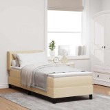 vidaXL Pat boxspring cu saltea cu saltea cu headboard Crem 80 x 200 cm
