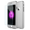 Husa FullBody Argintie + Folie Sticla Apple iPhone 8 Plus, Protectie 360, Antishock, Policarbonat, Slim
