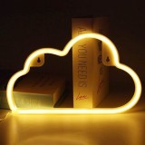 Lampă LED Neon Nor, 29.5x18.3cm, USB, Alb-Galben, Suspendabilă, Oem