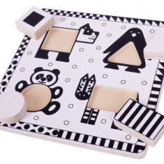 Puzzle alb-negru - animale si forme PlayLearn Toys