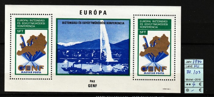 Ungaria, 1974 | Conf. pt Securitate şi Cooperare, Geneva - Navigaţie | MNH | aph