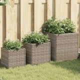 vidaXL Jardiniere de grădină, 3 buc., gri, poliratan 366397