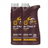 Pachet 2 litri Ulei Motor MANNOL 4-Takt Plus 10W40 Sintetic cu Ester (Moto 4T, Ambreiaj Umed)