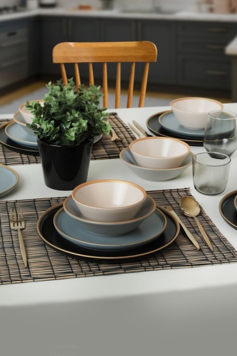 Keramika Set de vesela - Safir Grey - 24 bucăți - 6 persoane - Stoneware