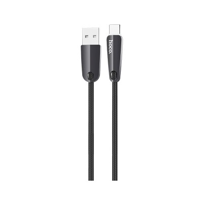 Cablu Date si Incarcare USB la USB Type-C HOCO U35 Space Shuttle Smart Power Off, 2.4A, 1.2 m, Negru foto