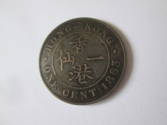 Hong Kong 1 Cent 1863 regina Victoria,patină deosebitaă