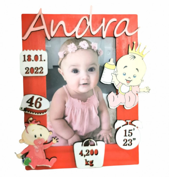 Cadou bebe botez &ndash; model fetita &ndash; rama foto personalizata