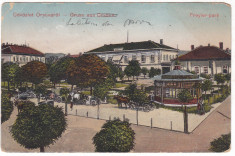 #2468- Romania, Orsova, carte postala circulata 1919: Parcul Freyler, animat foto