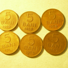 Set 6 Monede 5 Bani 1952-1957 , cal. f. buna