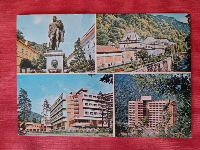 CPIB 23462 CARTE POSTALA - BAILE HERCULANE: STATUIA LUI HERCULE, BAILE NEPTUN, COMPLEXUL &quot;ROM SIND&quot;, HOTELUL DIANA, CIRCULATA, 1998, STAMPILE, TIMBRE