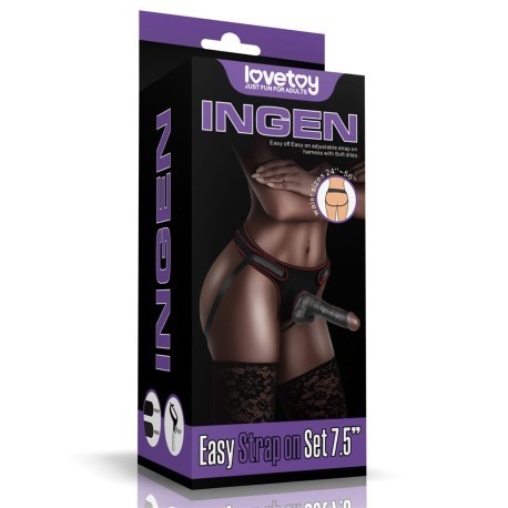 Strap-on cu dildo 19 cm, LOVETOY, curea ajustabila, TPE