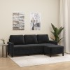 VidaXL Canapea cu 3 locuri și taburet, negru, 180 cm, catifea 3201060