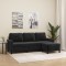 vidaXL Canapea cu 3 locuri și taburet, negru, 180 cm, catifea 3201060