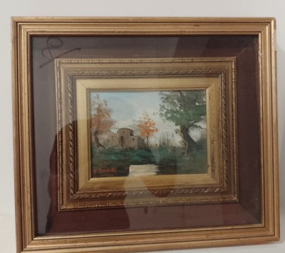 Pictura realizată &amp;icirc;n ulei pe p&amp;acirc;nză,lucrare semnată &amp;icirc;ncadrata &amp;icirc;ntr-o ramă deosebita din lemn masiv foto