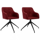 Cumpara ieftin Scaune de bucătărie pivotante, 2 buc., roșu vin, textil