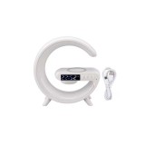 Lampa MINI, decorativa cu incarcare wireless 10W, ceas, alarma si boxa lumina multicolora, jocuri de lumini, incarcare USB