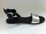 Sandale de dama din piele Silver Black, 39
