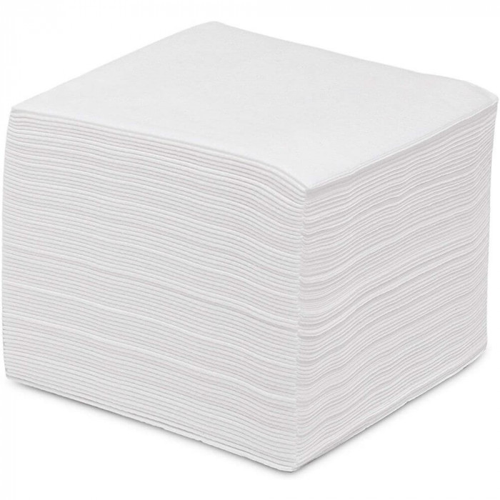 Servetele Albe din Hartie FLUFFY, 100 Buc/Set, 25x25 cm, 1 Strat, Servetele Albe, Servetele Albe de Masa, Servetele Albe de Hartie, Servetele de Masa,