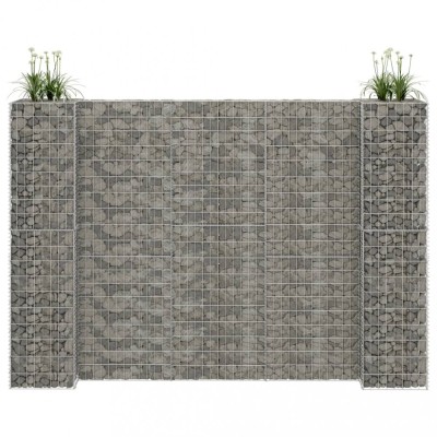 Jardiniera gabion &amp;icirc;n forma de H, 260 x 40 x 180 cm, sarma otel GartenMobel Dekor foto