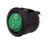 Intrerupator Rocker rotund SPST ON-OFF Verde cu led 12V 20A IP20 KCD1-8, CE Contact Electric