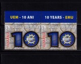 Cumpara ieftin RO 2009 LP 1825 &quot;10 ani moneda EURO&quot; , serie pereche H+ dif. tabs ,MNH, Nestampilat