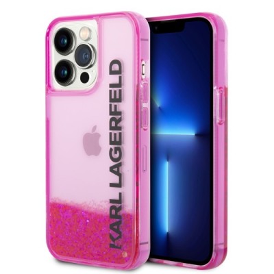 Husa pentru iPhone 14 Pro - Karl Lagerfeld Hardcase Liquid Glitter (KLHCP14LLCKVF) - Pink Elong foto