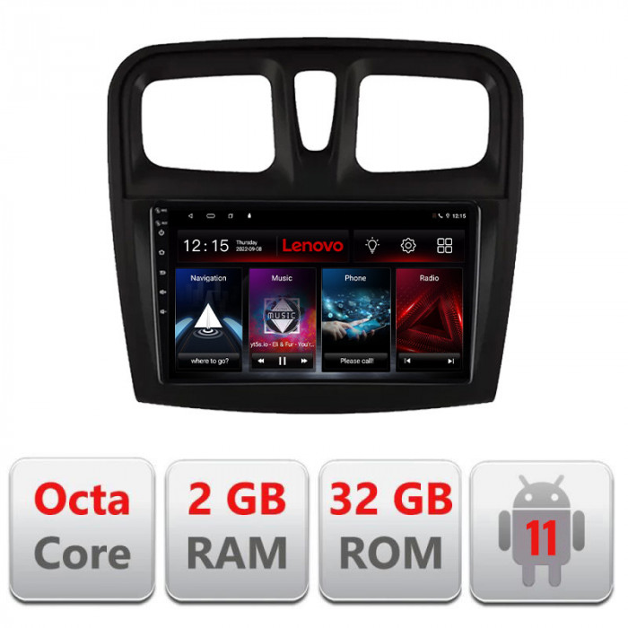 Navigatie dedicata Dacia Sandero 2012-2020 var B Lenovo Octa Core cu Android Radio Bluetooth Internet GPS WIFI DSP 2+32 GB 4G CarStore Technology